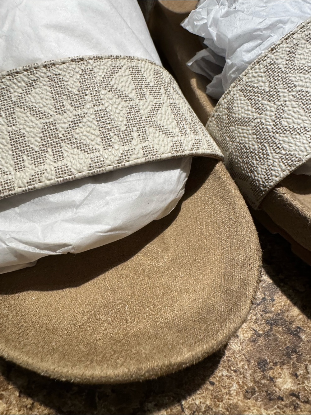 Michael Kors White and Tan Logo Strap Women's Sandals - Picture 5 of 6